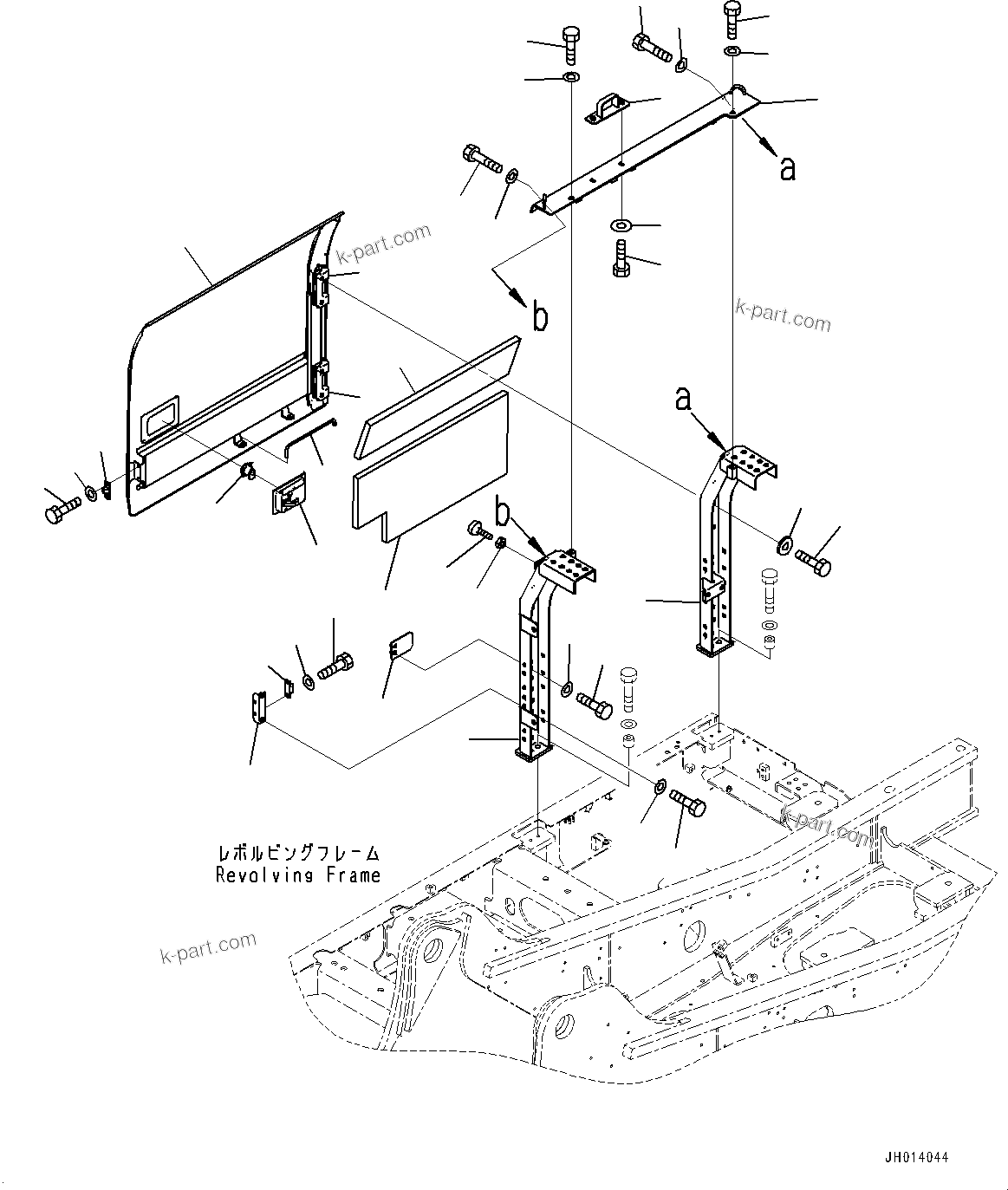Komatsu parts book diagram for PC210LCI-11E0 S/N 600001-UP: SIDE COVER R.H., DOOR(#500470-)