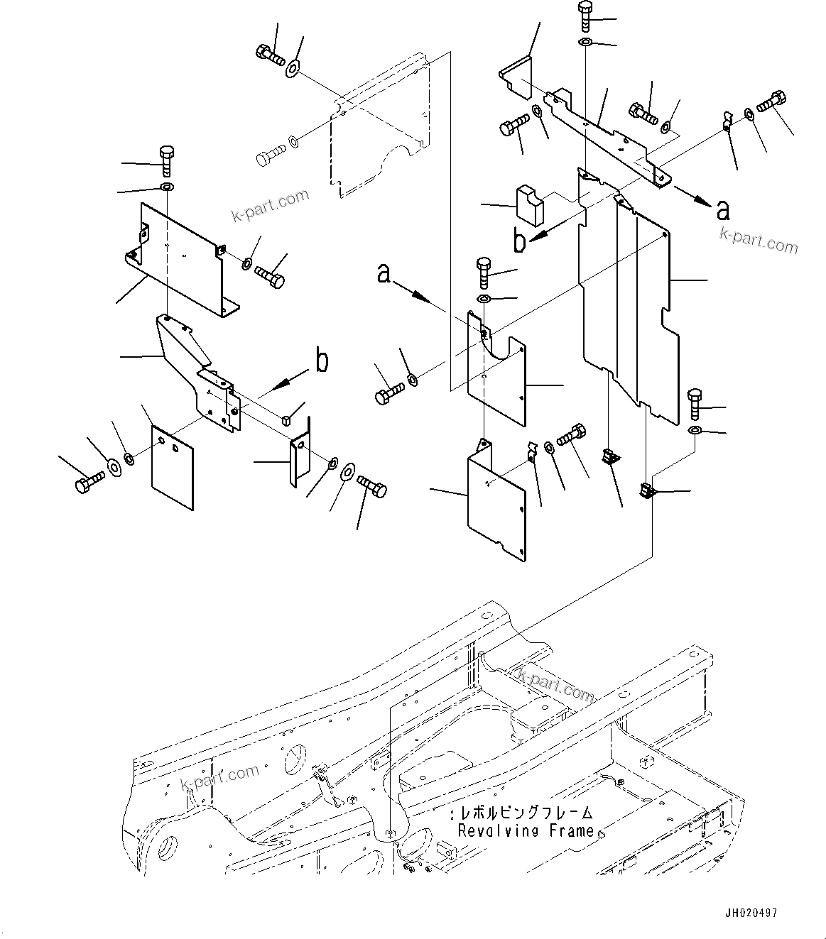 Komatsu parts book diagram for PC210LCI-11E0 S/N 600001-UP: PARTITION, ENGINE SIDE (1/2)(#500470-)