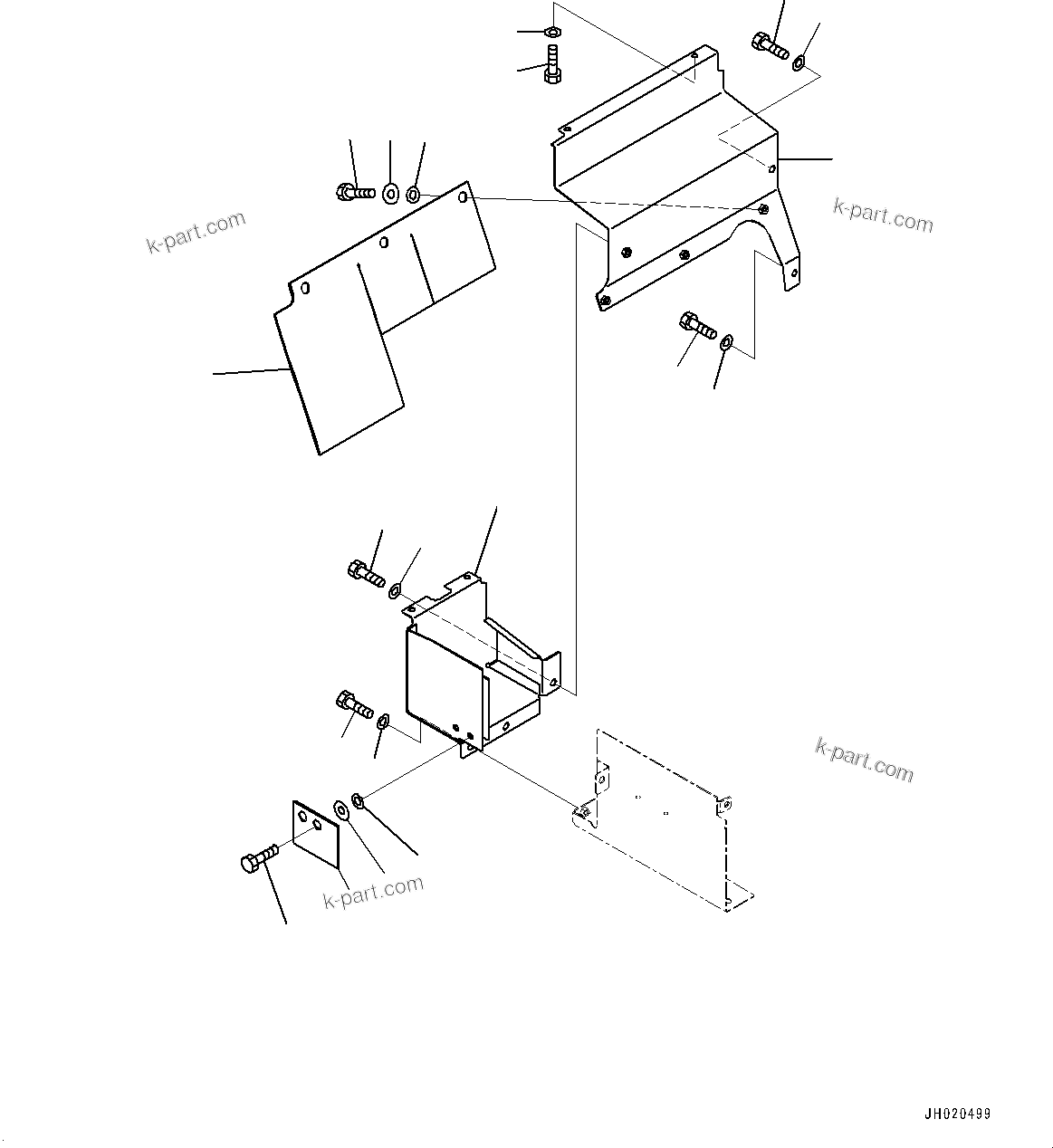Komatsu parts book diagram for PC210LCI-11E0 S/N 600001-UP: PARTITION, ENGINE SIDE (2/2)(#500470-)