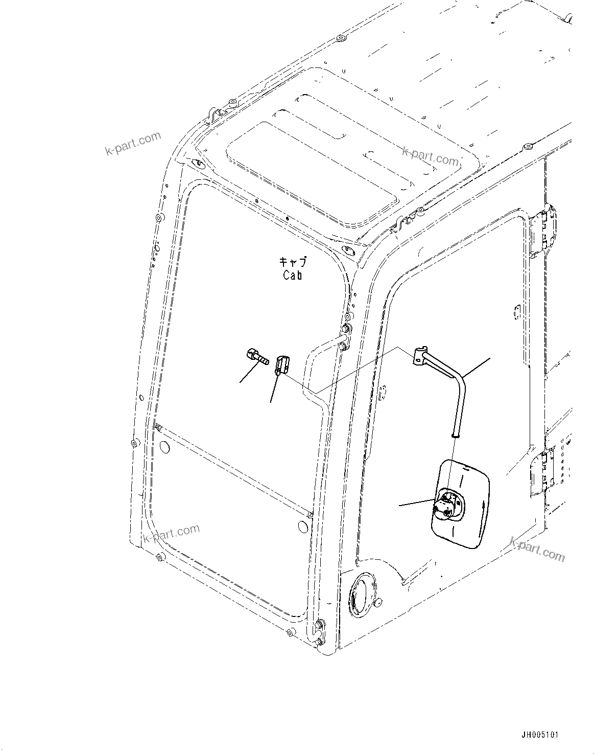 Komatsu parts book diagram for PC210LCI-11E0 S/N 600001-UP: REARVIEW MIRROR L.H., (#500470-)