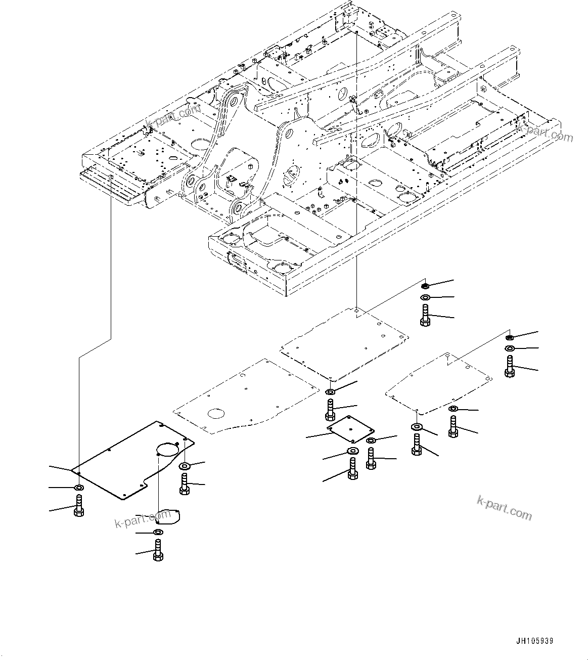 Komatsu parts book diagram for PC210LCI-11E0 S/N 600001-UP: UNDER COVER, (2/2)(#500470-)