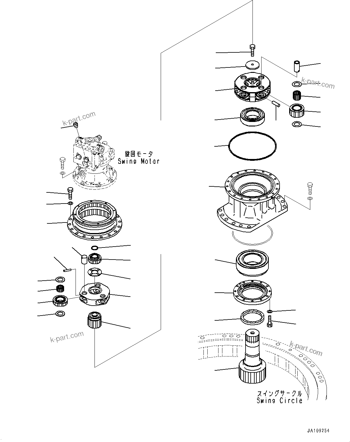 Komatsu parts book diagram for PC210LCI-11E0 S/N 600001-UP: SWING MACHINERY AND MOTOR, MOUNTING(#504177-)