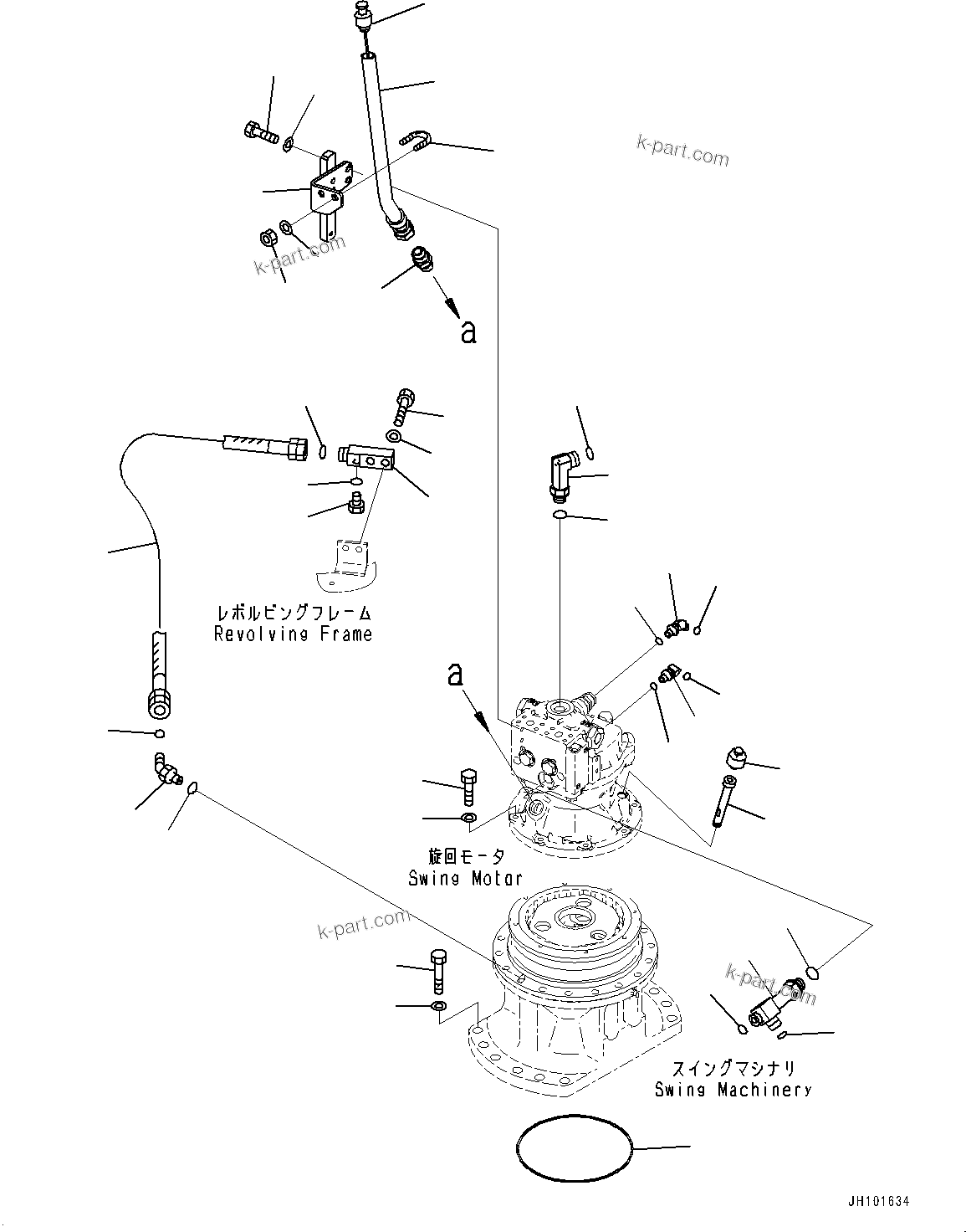 Komatsu parts book diagram for PC210LCI-11E0 S/N 600001-UP: SWING MACHINERY AND MOTOR, DRAIN PIPING(#504177-)