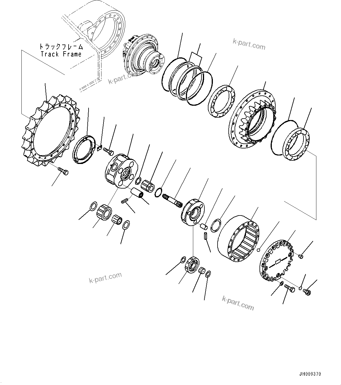 Komatsu parts book diagram for PC210LCI-11E0 S/N 600001-UP: TRAVEL MOTOR AND FINAL DRIVE, 1ST AND 2ND CARRIER, L.H.(#500470-)