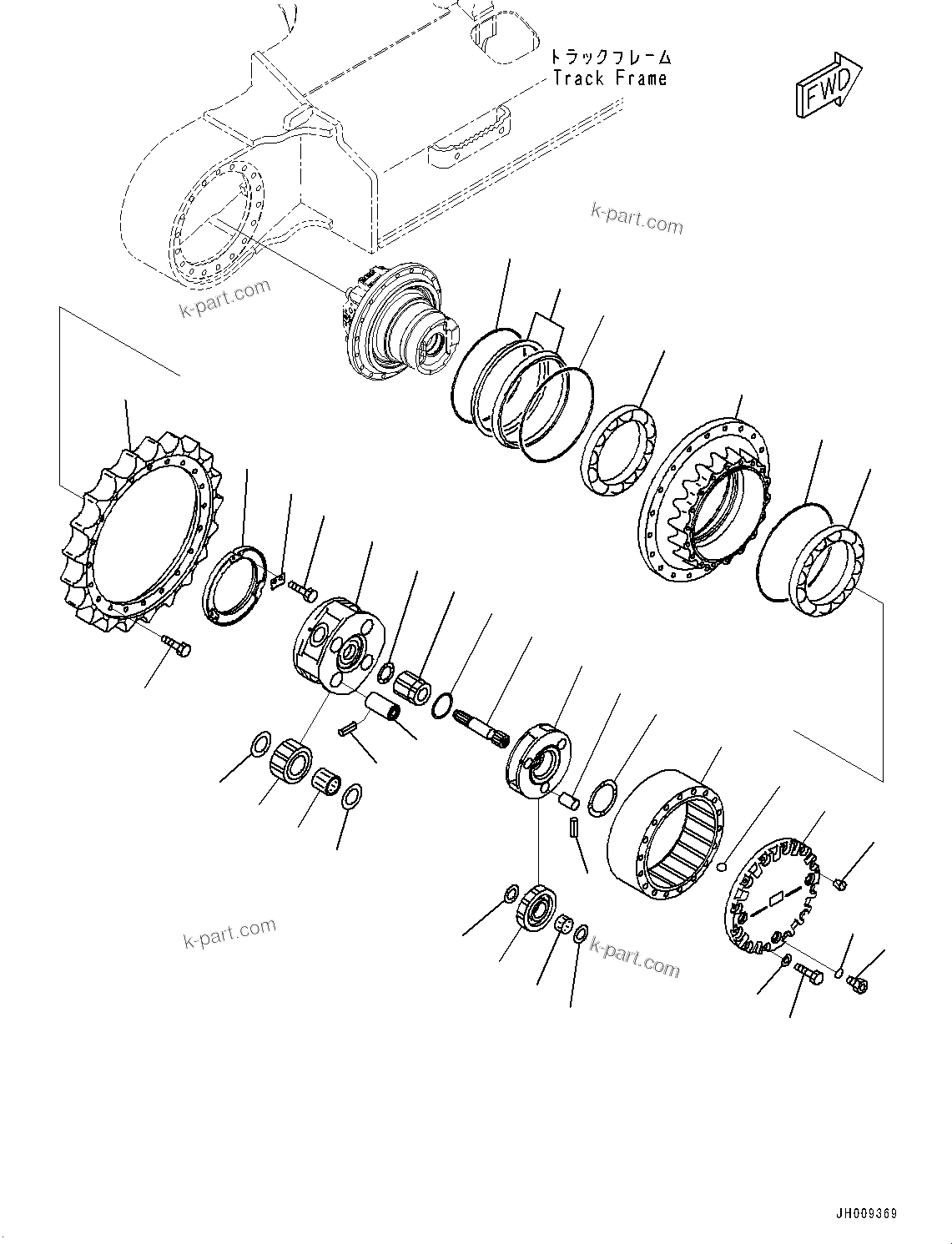 Komatsu parts book diagram for PC210LCI-11E0 S/N 600001-UP: TRAVEL MOTOR AND FINAL DRIVE, 1ST AND 2ND CARRIER, R.H.(#500470-)