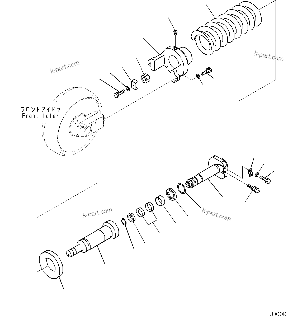 Komatsu parts book diagram for PC210LCI-11E0 S/N 600001-UP: FRONT IDLER AND IDLER CUSHION, IDLER CUSHION(#500470-)