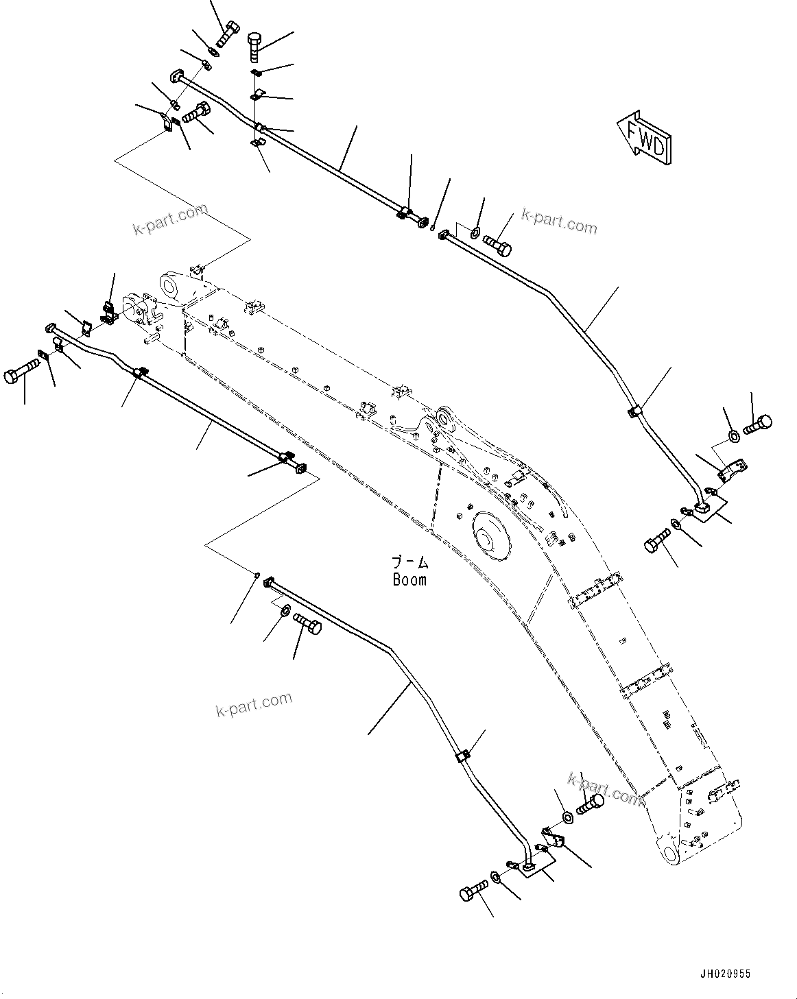 Komatsu parts book diagram for PC210LCI-11E0 S/N 600001-UP: BOOM, 1-ATTACHMENT PIPING(#500470-)