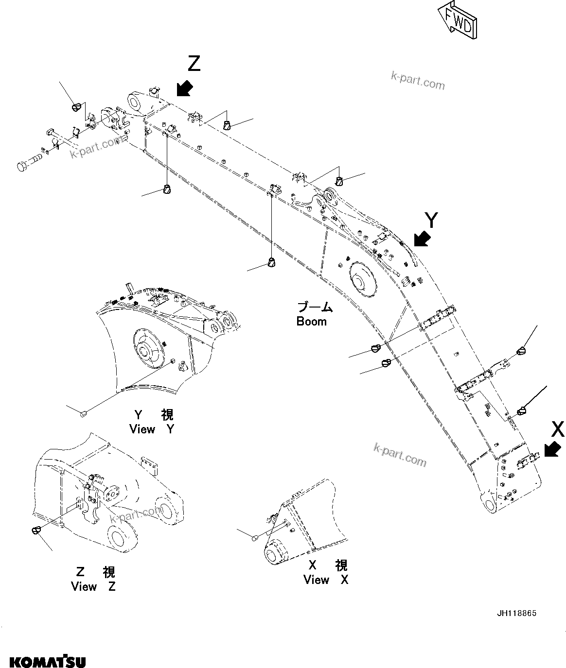 Komatsu parts book diagram for PC210LCI-11E0 S/N 600001-UP: BOOM, PLUG(#500470-)