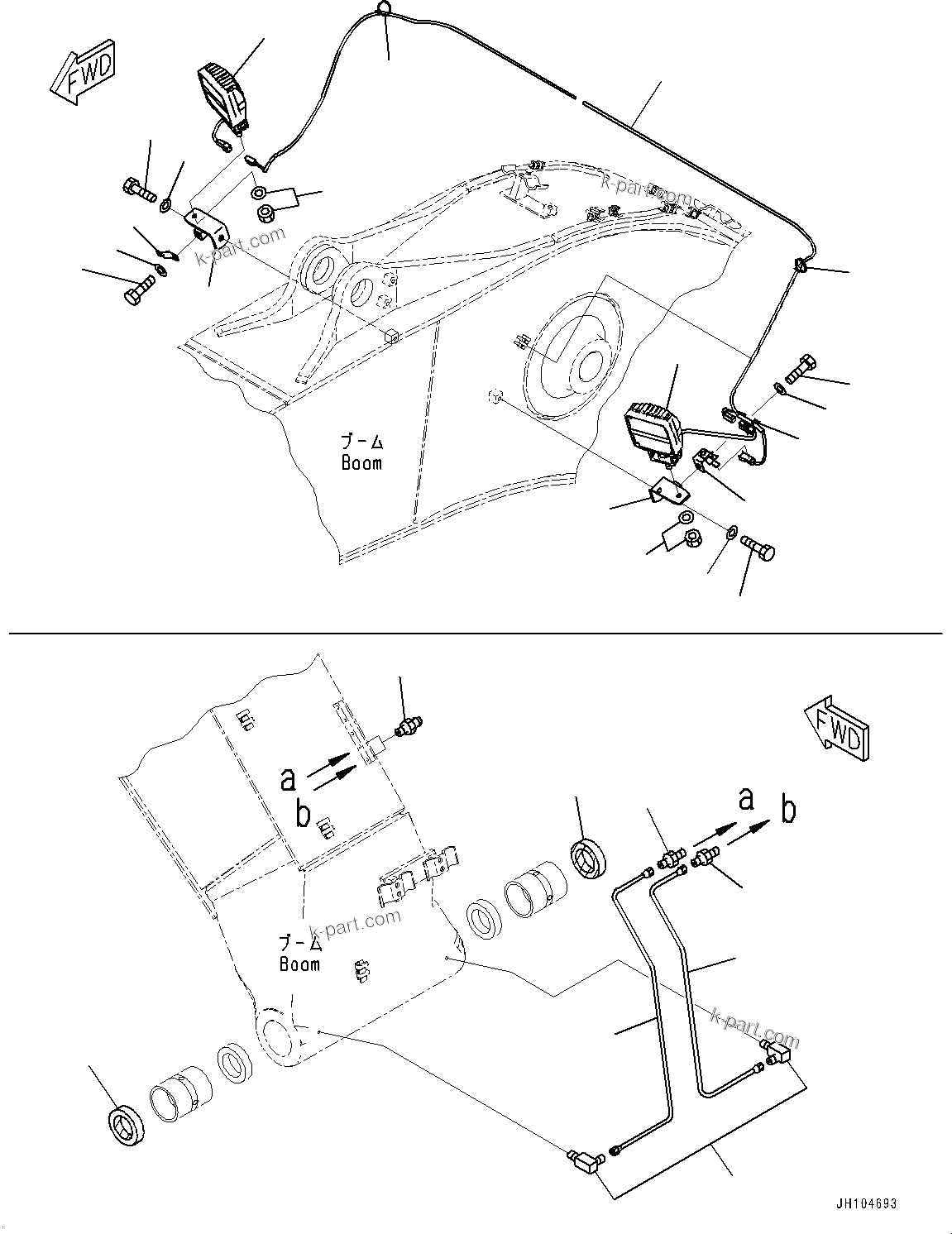 Komatsu parts book diagram for PC210LCI-11E0 S/N 600001-UP: BOOM, WORKING LAMP(#500470-)