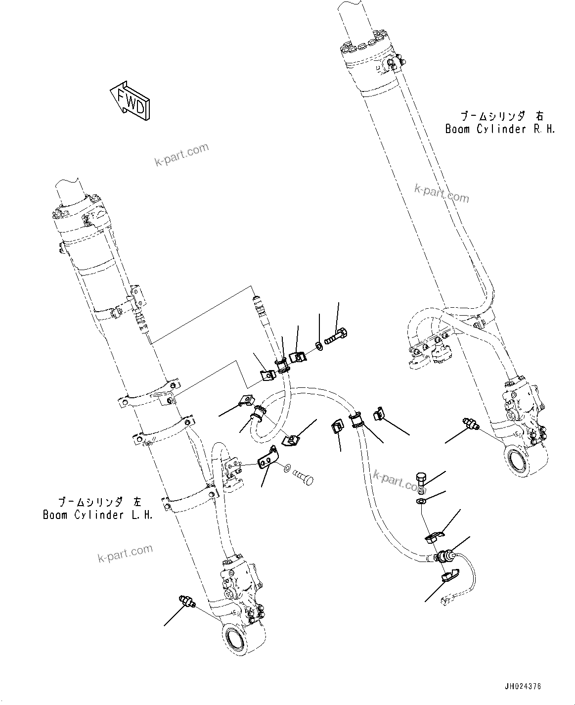 Komatsu parts book diagram for PC210LCI-11E0 S/N 600001-UP: BOOM CYLINDER, WIRING HARNESS AND MOUNTING(#500470-)