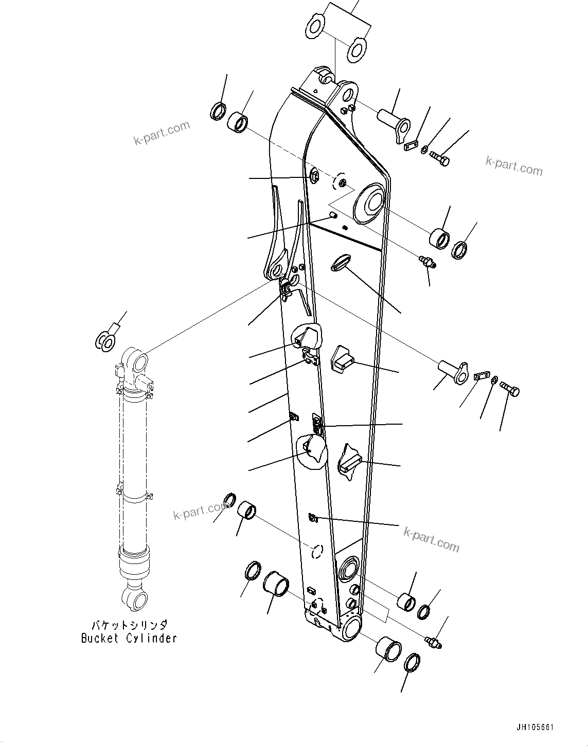 Komatsu parts book diagram for PC210LCI-11E0 S/N 600001-UP: ARM, ARM AND PIN (2900MM, 1-ATTACHMENT)(#500470-)