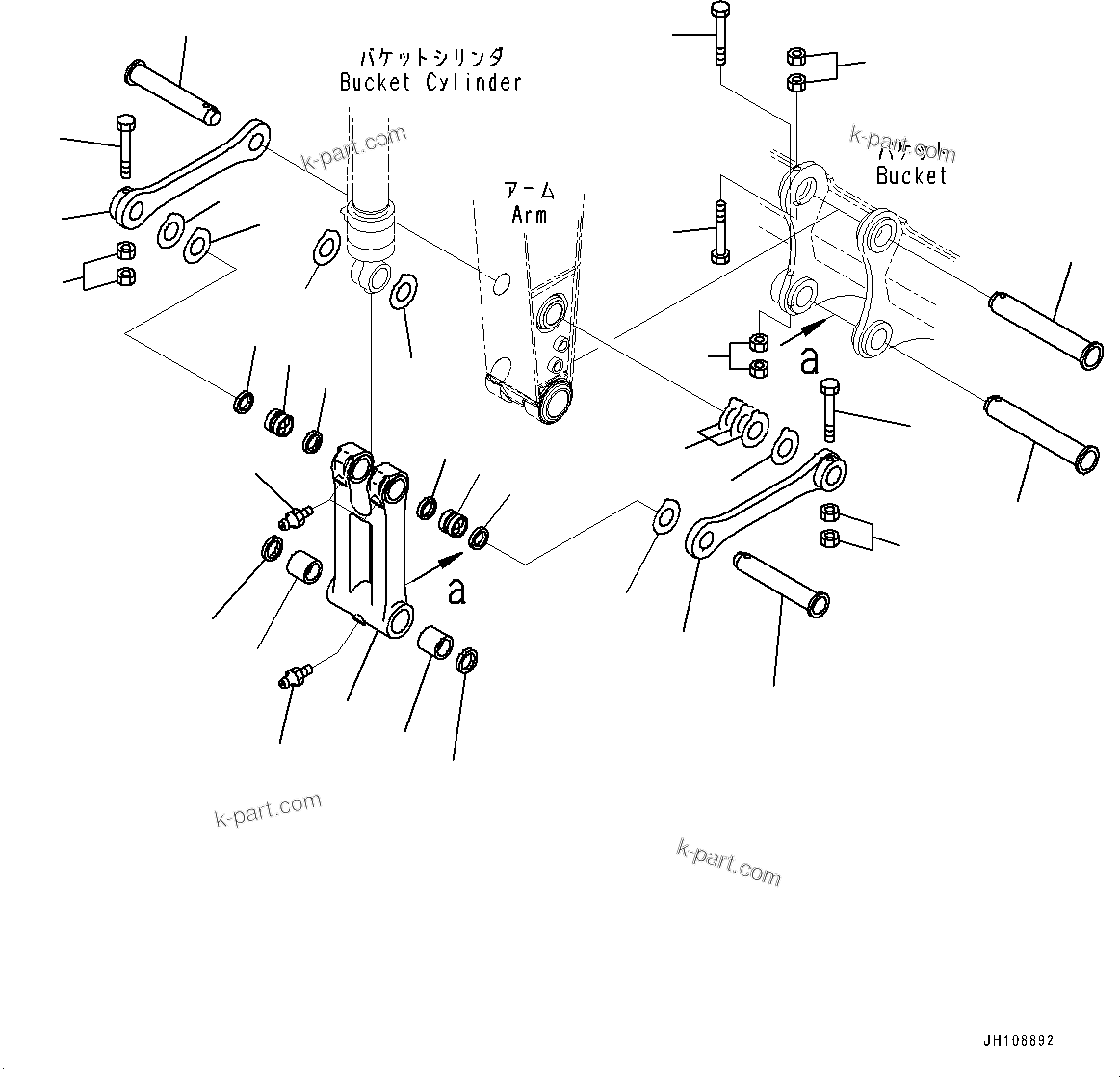 Komatsu parts book diagram for PC210LCI-11E0 S/N 600001-UP: ARM, BUCKET LINK(#500470-)