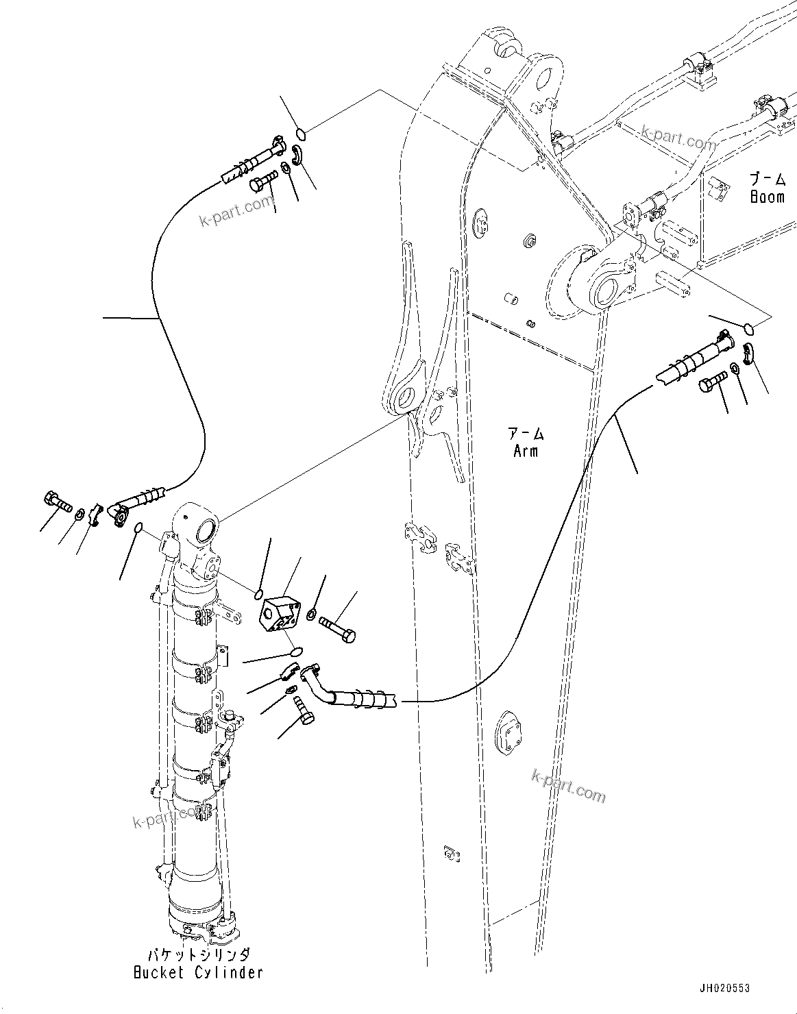 Komatsu parts book diagram for PC210LCI-11E0 S/N 600001-UP: ARM, BUCKET CYLINDER HOSE(#500470-)