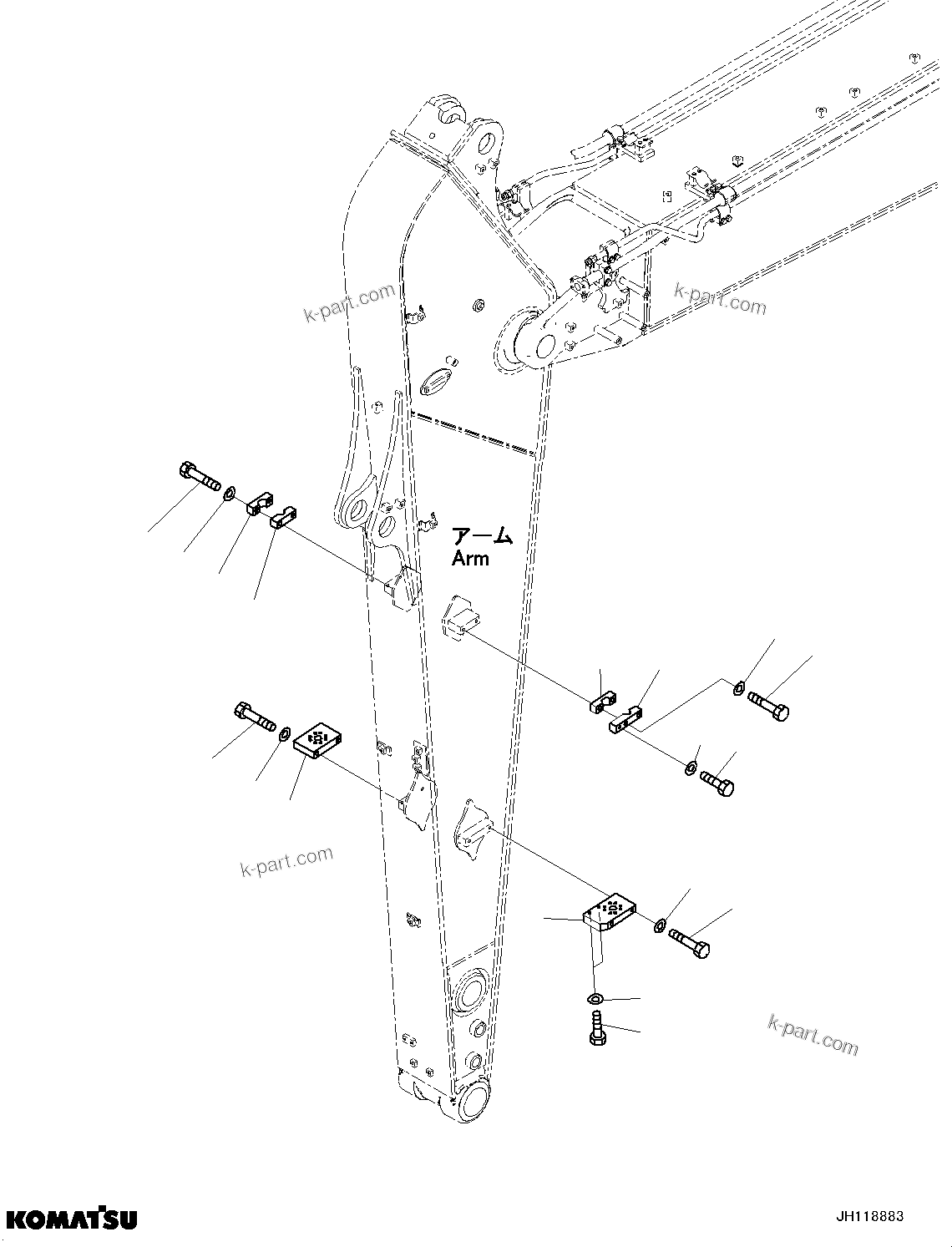 Komatsu parts book diagram for PC210LCI-11E0 S/N 600001-UP: ARM, ATTACHMENT PIPING (2/2)(#500470-)