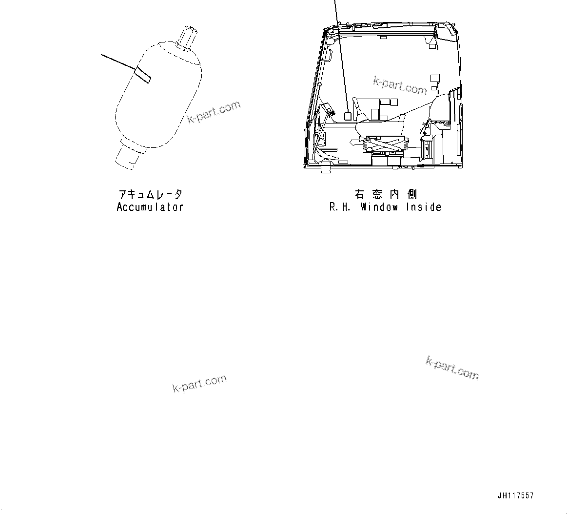 Komatsu parts book diagram for PC210LCI-11E0 S/N 600001-UP: CAUTION PLATES, ACCUMULATOR, (#500470-)