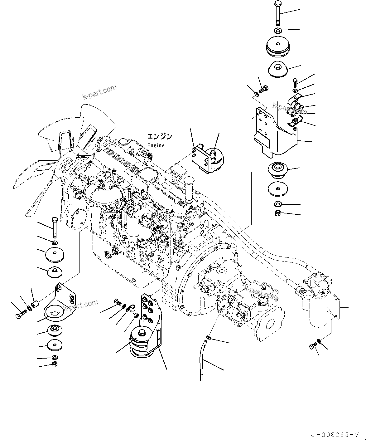 Komatsu parts book diagram for PC350LC-8M0 S/N 85001-UP: ENGINE MOUNTING, (#80001-)