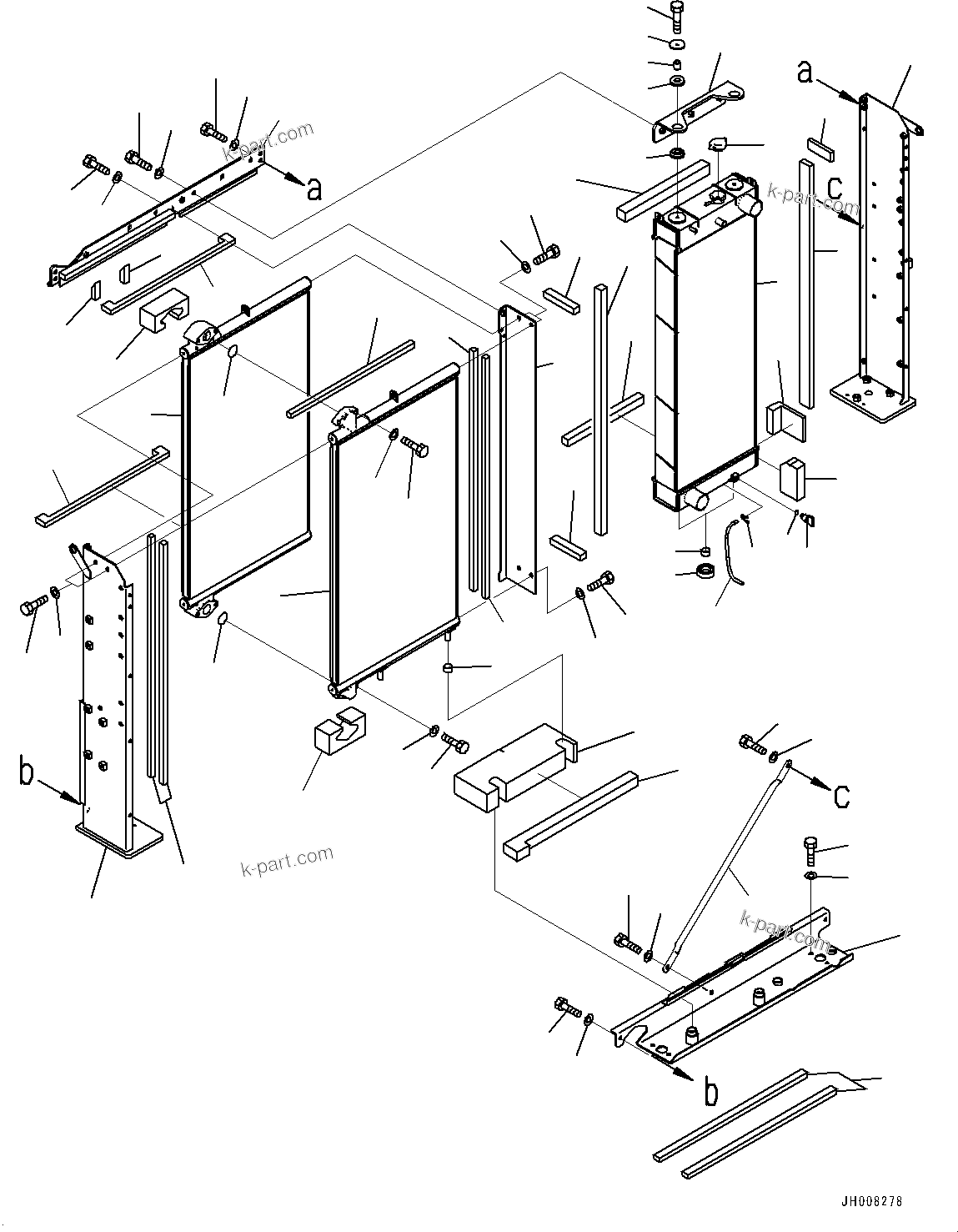 Komatsu parts book diagram for PC350LC-8M0 S/N 85001-UP: COOLING SYSTEM, RADIATOR AND OIL COOLER(#82088-)