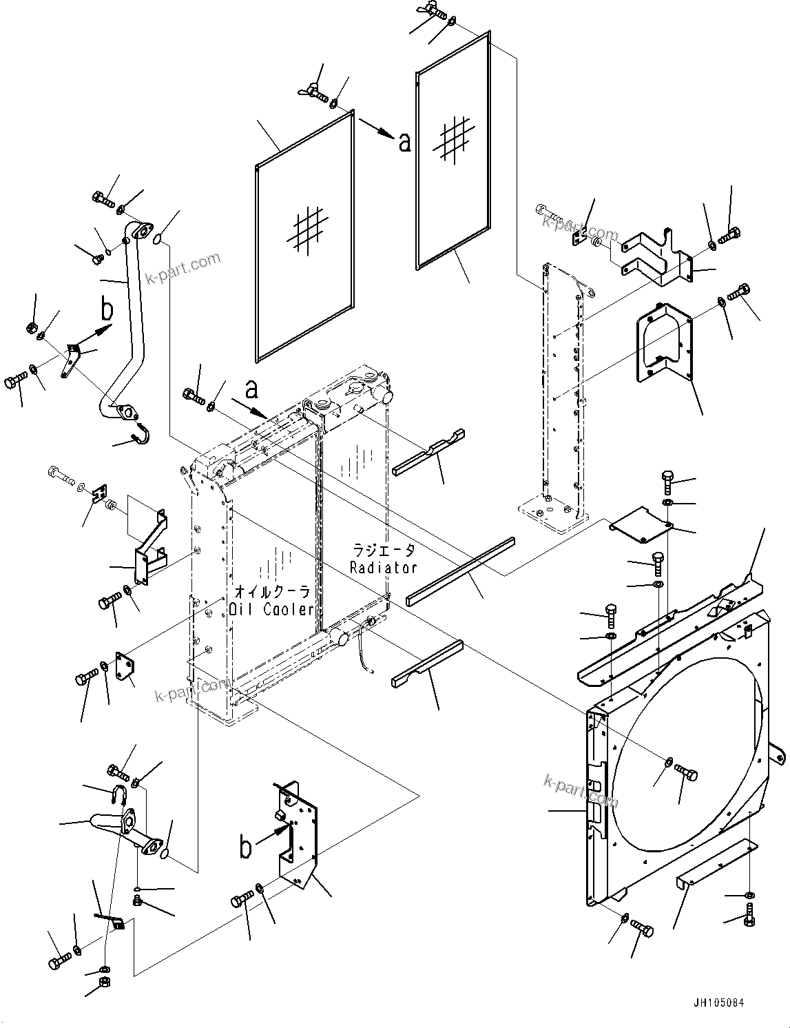 Komatsu parts book diagram for PC350LC-8M0 S/N 85001-UP: COOLING SYSTEM, SHROUD (1/2)(#82088-)