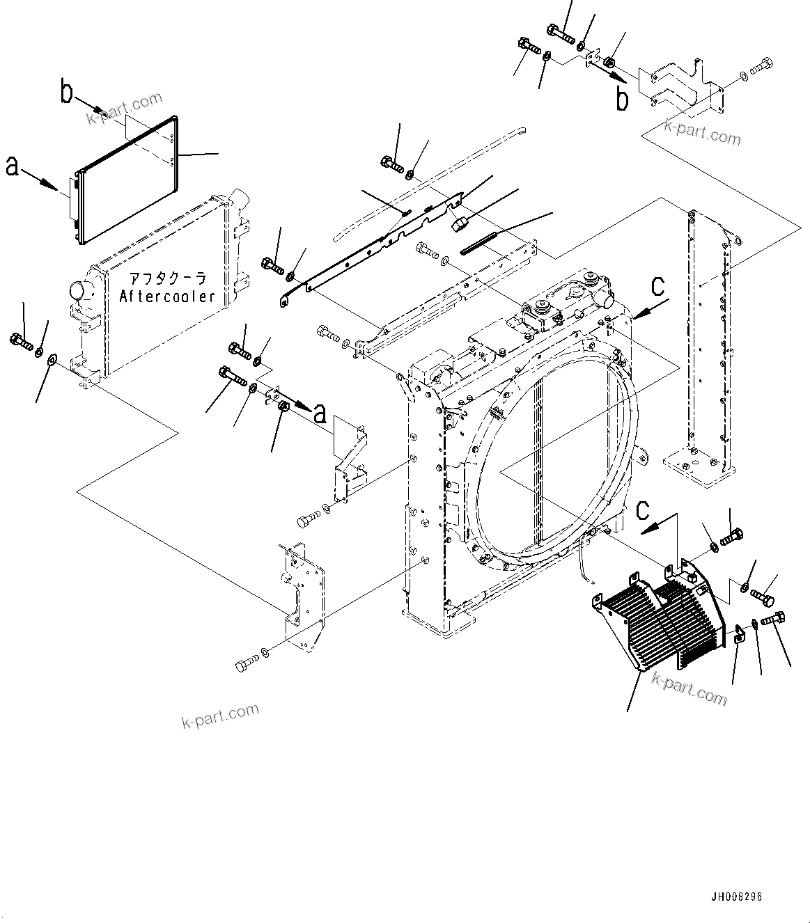 Komatsu parts book diagram for PC350LC-8M0 S/N 85001-UP: COOLING SYSTEM, AFTERCOOLER AND CONDENSER(#82088-)