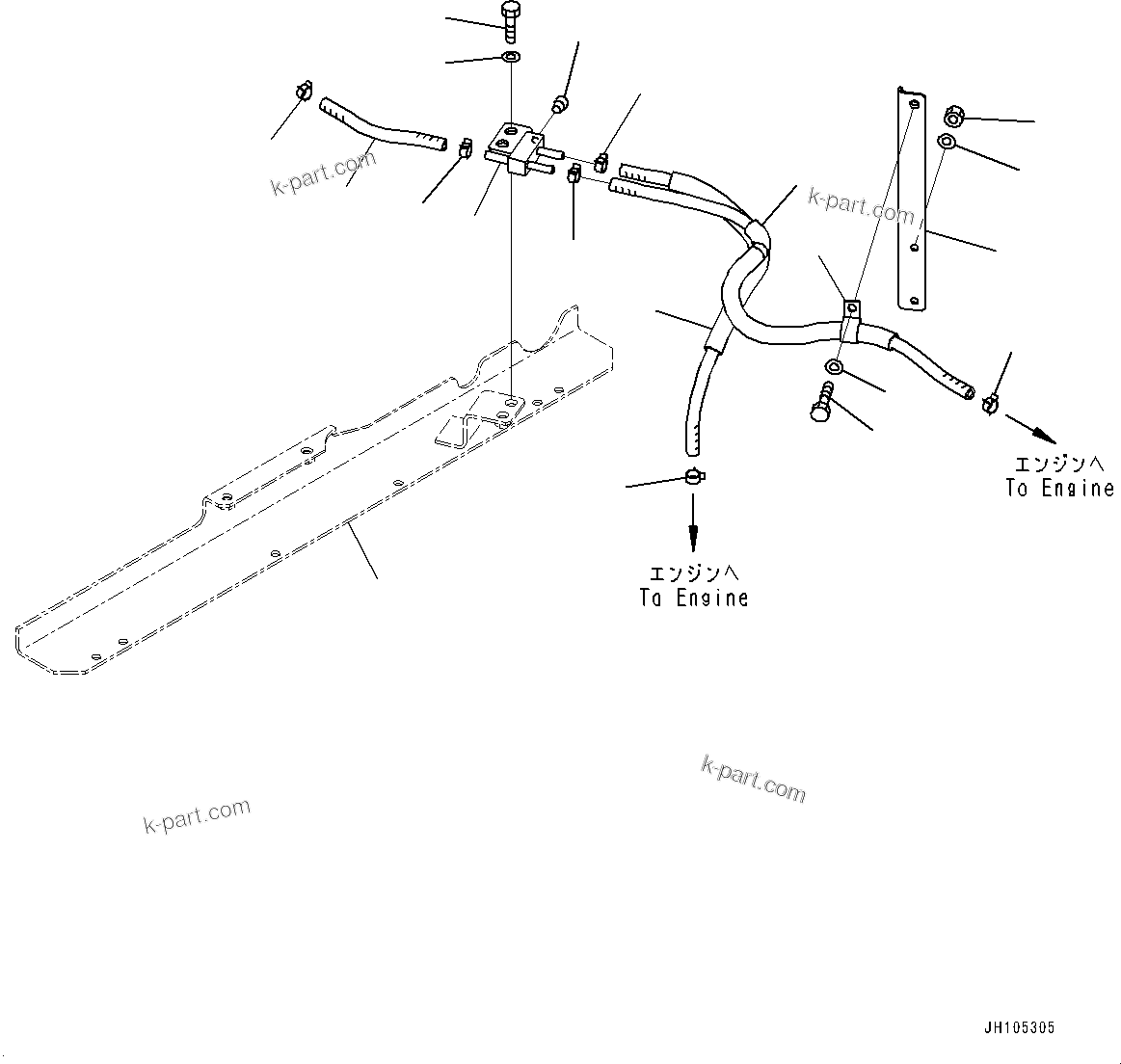 Komatsu parts book diagram for PC350LC-8M0 S/N 85001-UP: COOLING SYSTEM, RESERVOIR TANK PIPING(#82088-)