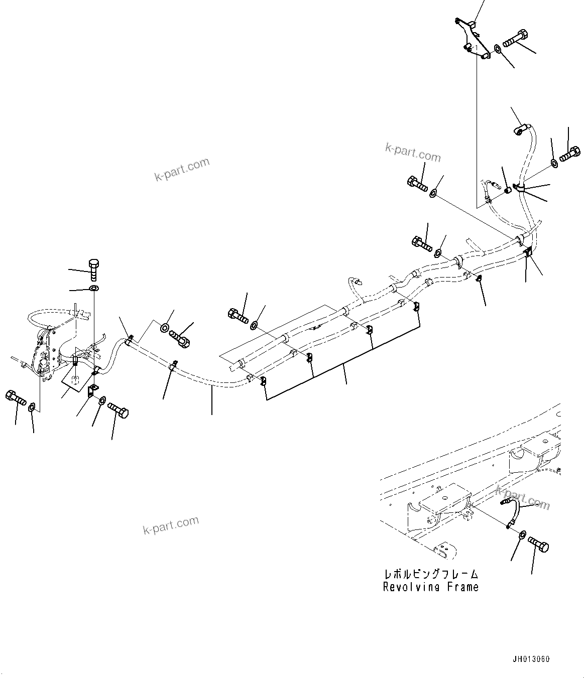 Komatsu parts book diagram for PC350LC-8M0 S/N 85001-UP: ELECTRIC WIRING HARNESS, STARTING WIRING HARNESS CLIP(#85001-)