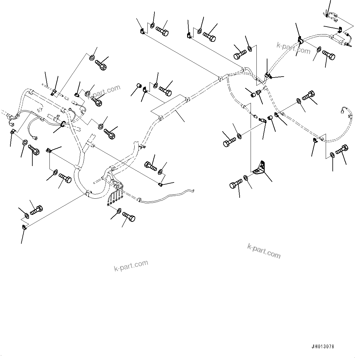 Komatsu parts book diagram for PC350LC-8M0 S/N 85001-UP: ELECTRIC WIRING HARNESS, WIRING HARNESS CLIP (1/3)(#85001-)