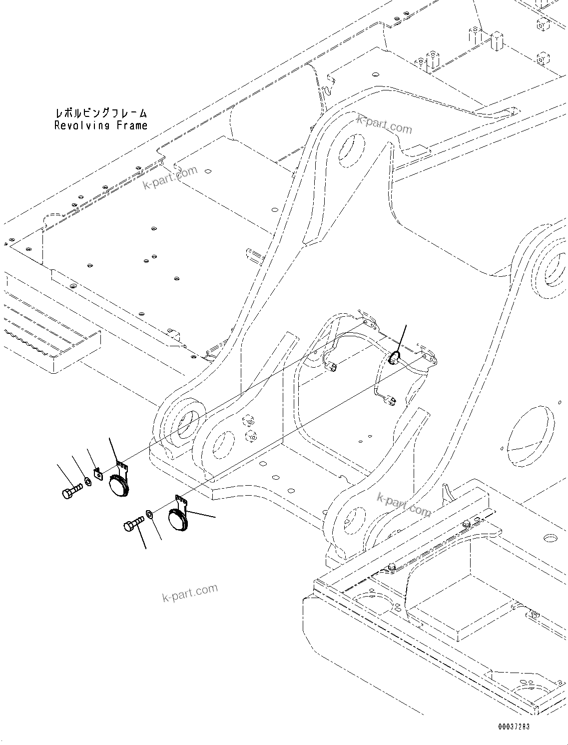 Komatsu parts book diagram for PC350LC-8M0 S/N 85001-UP: HORN, (#80001-)
