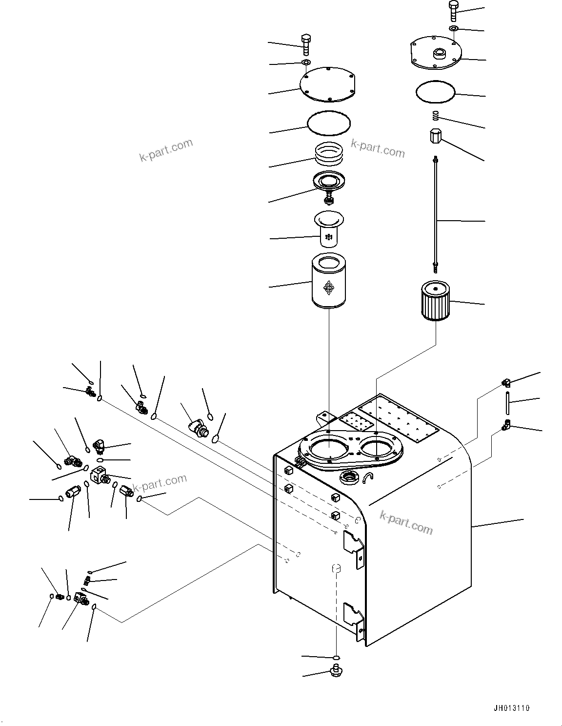 Komatsu parts book diagram for PC350LC-8M0 S/N 85001-UP: HYDRAULIC TANK, TANK(#80001-)