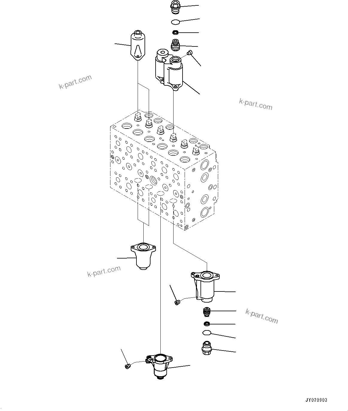 Komatsu parts book diagram for PC350LC-8M0 S/N 85001-UP: CONTROL VALVE, 8-SPOOL (2/25)(#80001-)
