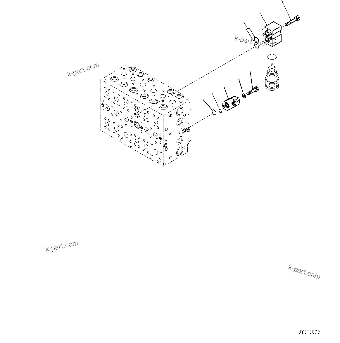 Komatsu parts book diagram for PC350LC-8M0 S/N 85001-UP: CONTROL VALVE, 8-SPOOL (6/25)(#80001-)