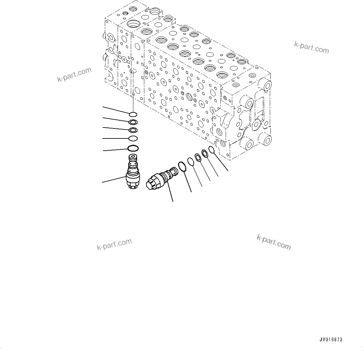 Komatsu parts book diagram for PC350LC-8M0 S/N 85001-UP: CONTROL VALVE, 8-SPOOL (8/25)(#80001-)