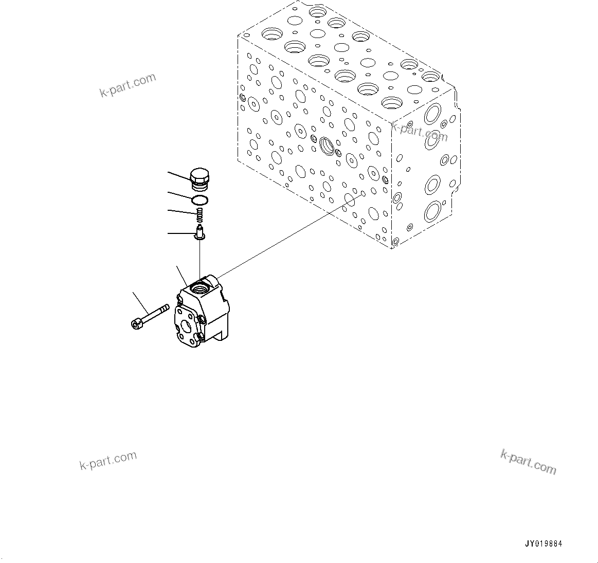 Komatsu parts book diagram for PC350LC-8M0 S/N 85001-UP: CONTROL VALVE, 8-SPOOL (20/25)(#80001-)