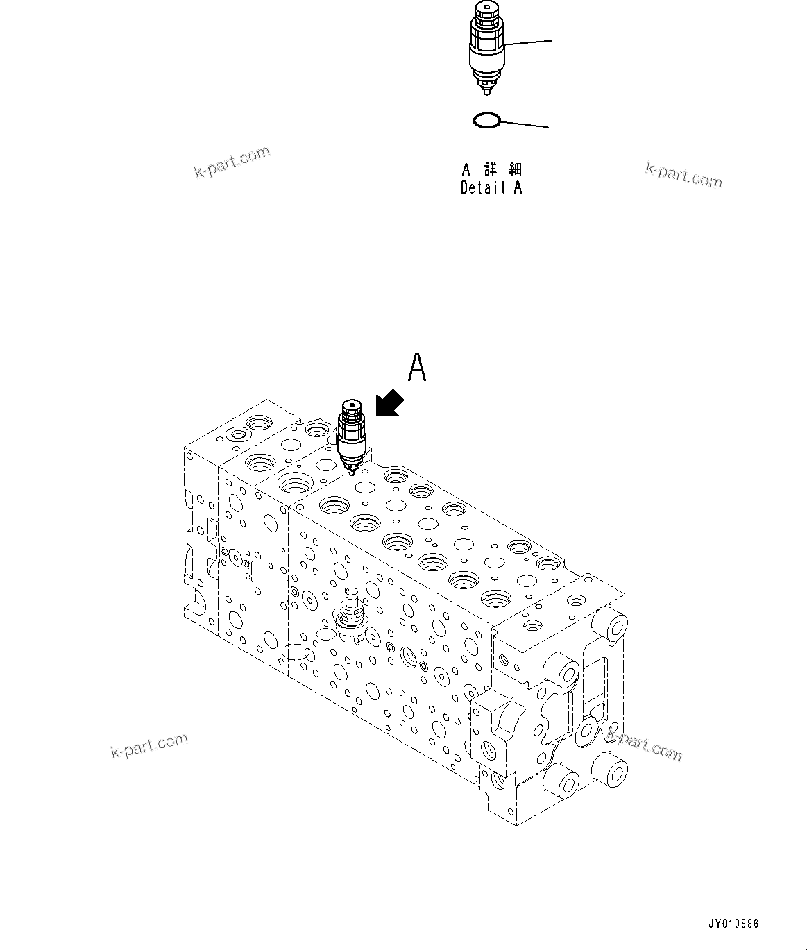 Komatsu parts book diagram for PC350LC-8M0 S/N 85001-UP: CONTROL VALVE, 8-SPOOL (22/25)(#80001-)