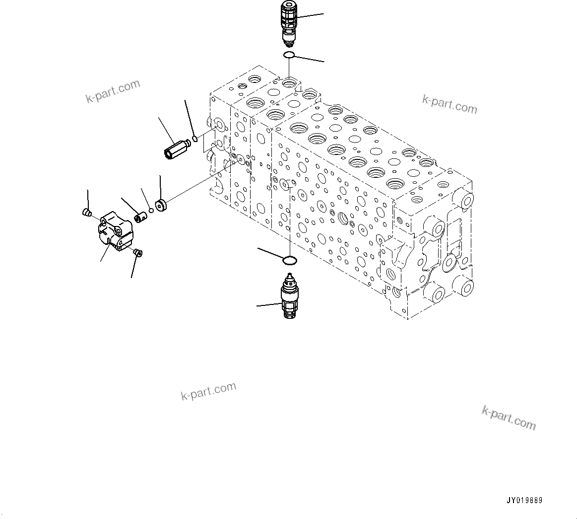 Komatsu parts book diagram for PC350LC-8M0 S/N 85001-UP: CONTROL VALVE, 8-SPOOL (25/25)(#80001-)
