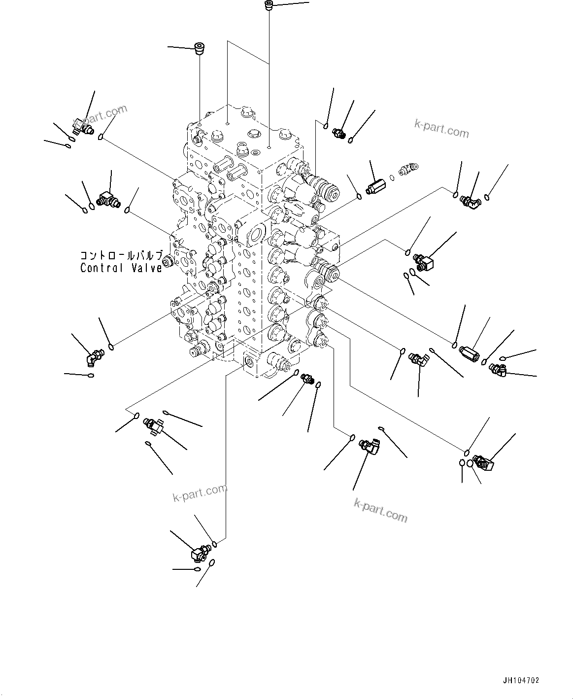 Komatsu parts book diagram for PC350LC-8M0 S/N 85001-UP: CONTROL VALVE, CONTROL VALVE RELATED PARTS (1/2)(#82030-82070)