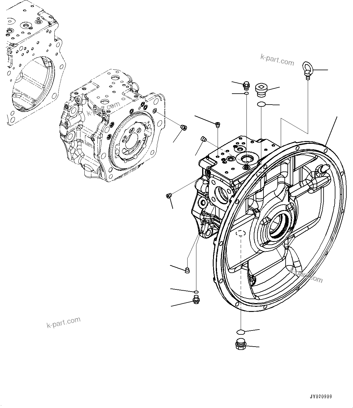 Komatsu parts book diagram for PC350LC-8M0 S/N 85001-UP: HYDRAULIC PUMP, PISTON PUMP (1/12)(#82610-)
