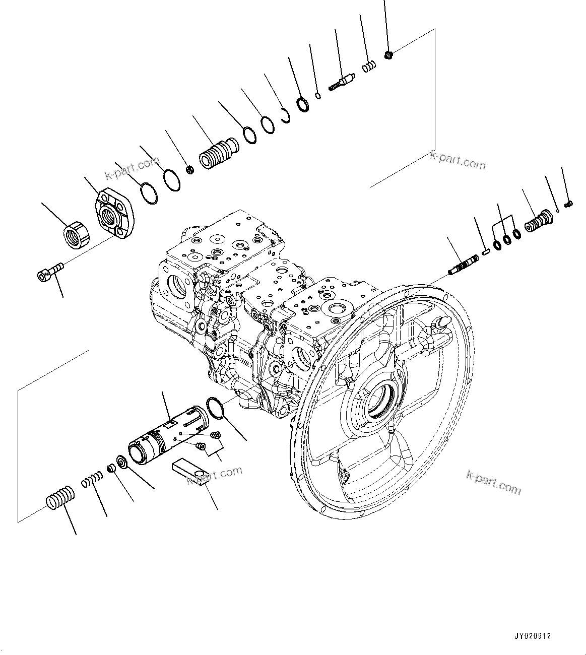 Komatsu parts book diagram for PC350LC-8M0 S/N 85001-UP: HYDRAULIC PUMP, PISTON PUMP (4/12)(#82610-)