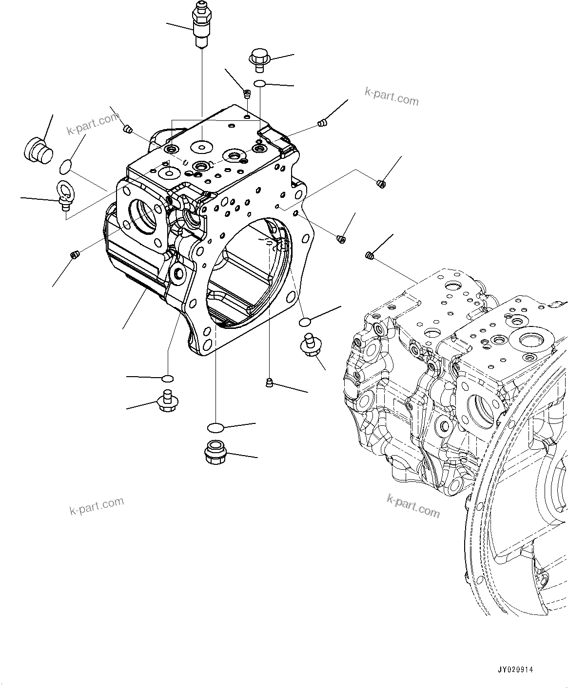 Komatsu parts book diagram for PC350LC-8M0 S/N 85001-UP: HYDRAULIC PUMP, PISTON PUMP (6/12)(#82610-)