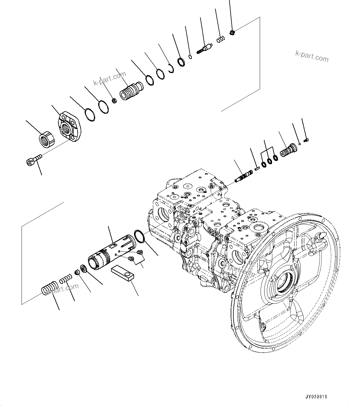 Komatsu parts book diagram for PC350LC-8M0 S/N 85001-UP: HYDRAULIC PUMP, PISTON PUMP (8/12)(#82610-)