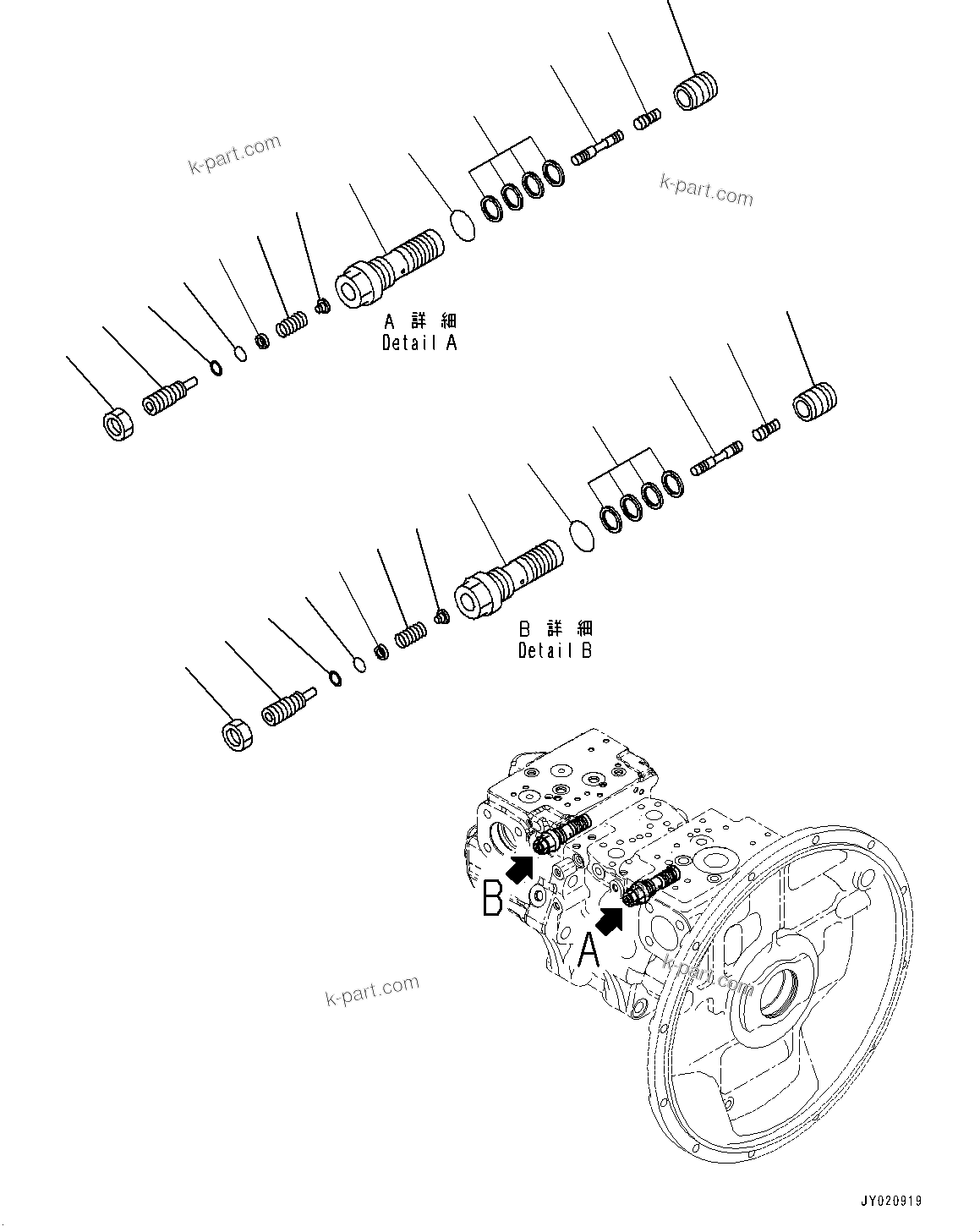 Komatsu parts book diagram for PC350LC-8M0 S/N 85001-UP: HYDRAULIC PUMP, PISTON PUMP (11/12)(#82610-)