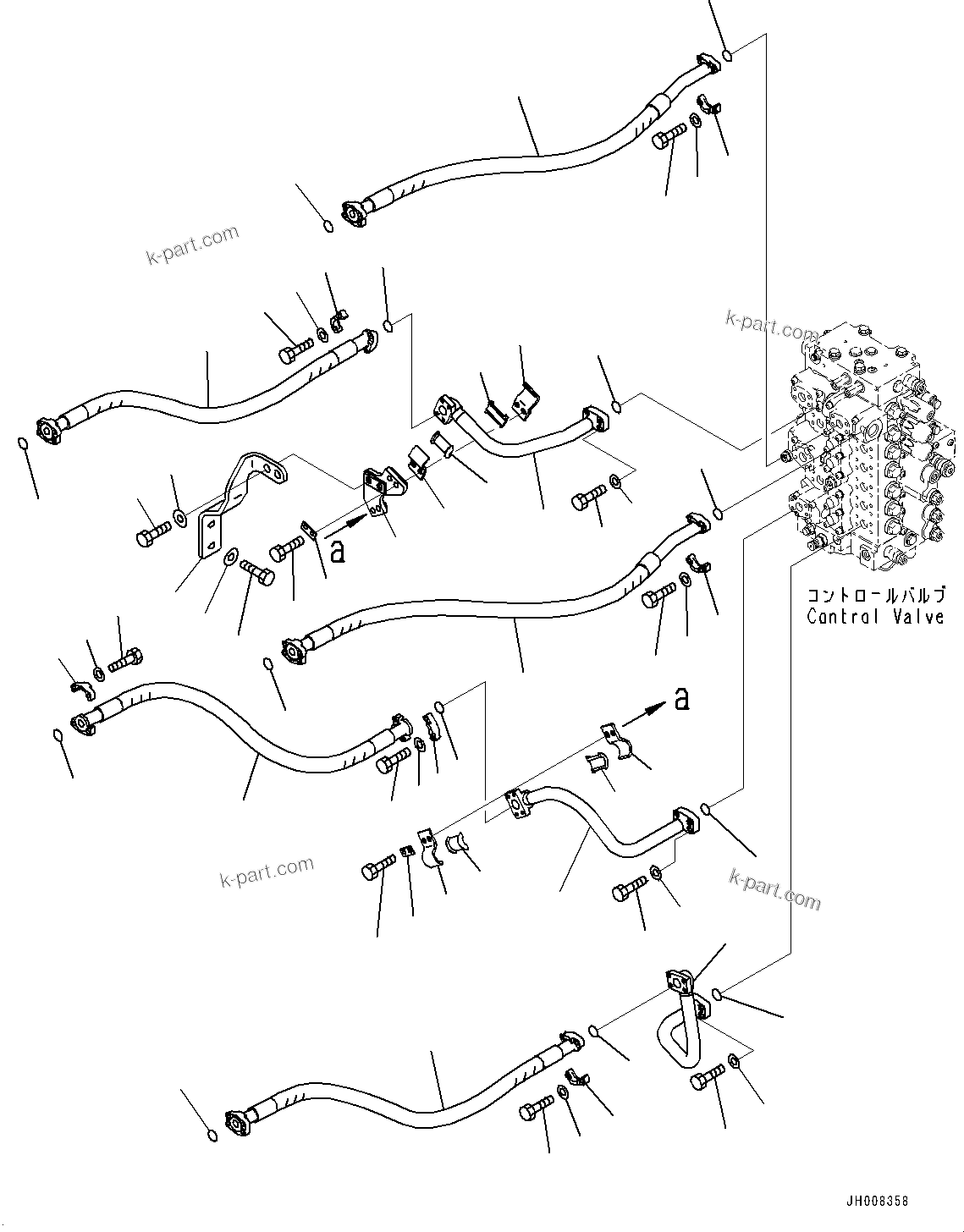 Komatsu parts book diagram for PC350LC-8M0 S/N 85001-UP: ARM AND BUCKET PIPING, (#80001-)