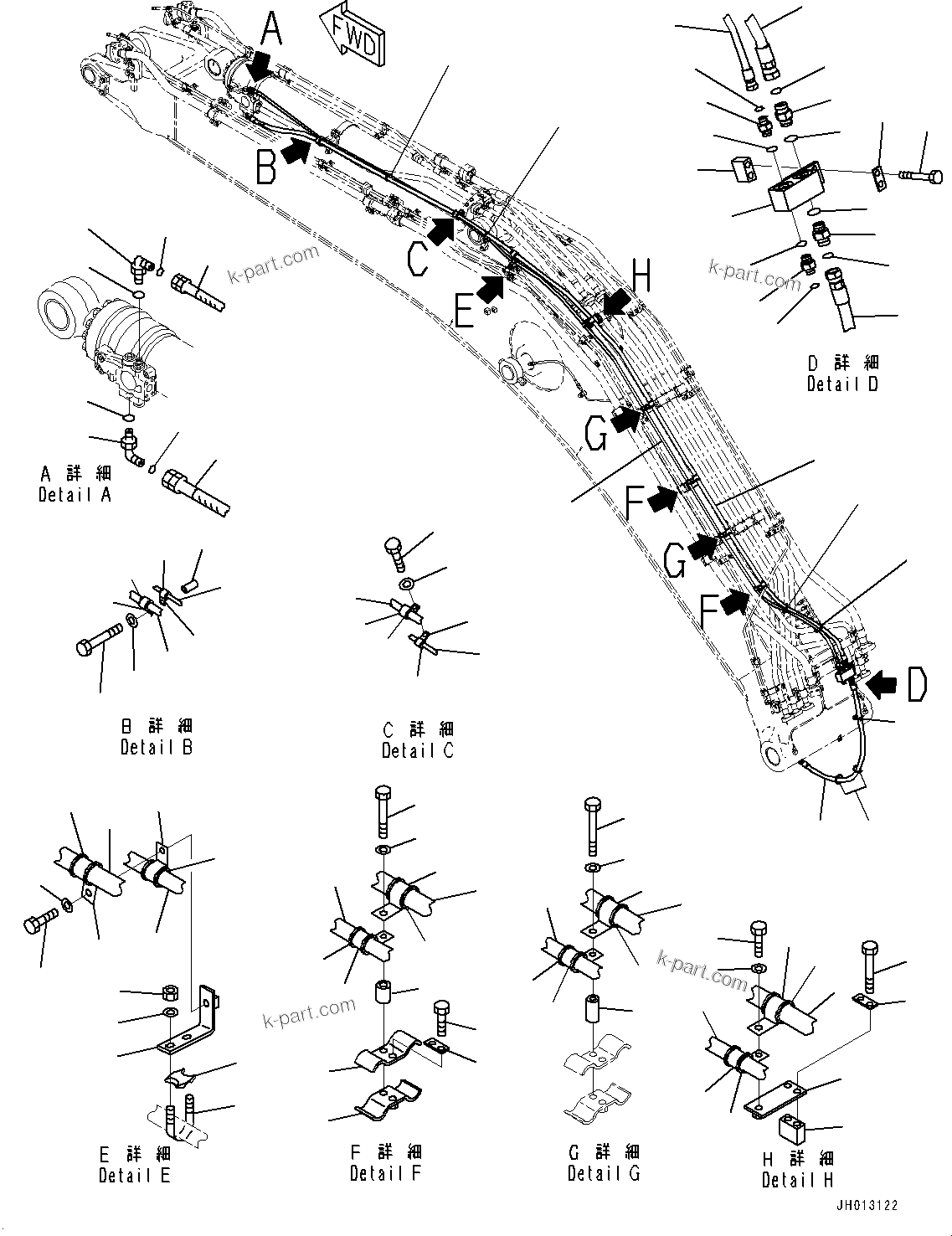 Komatsu parts book diagram for PC350LC-8M0 S/N 85001-UP: ANTI-DROP VALVE PIPING, ARM ANTI-DROP VALVE PIPING(#80001-80170)