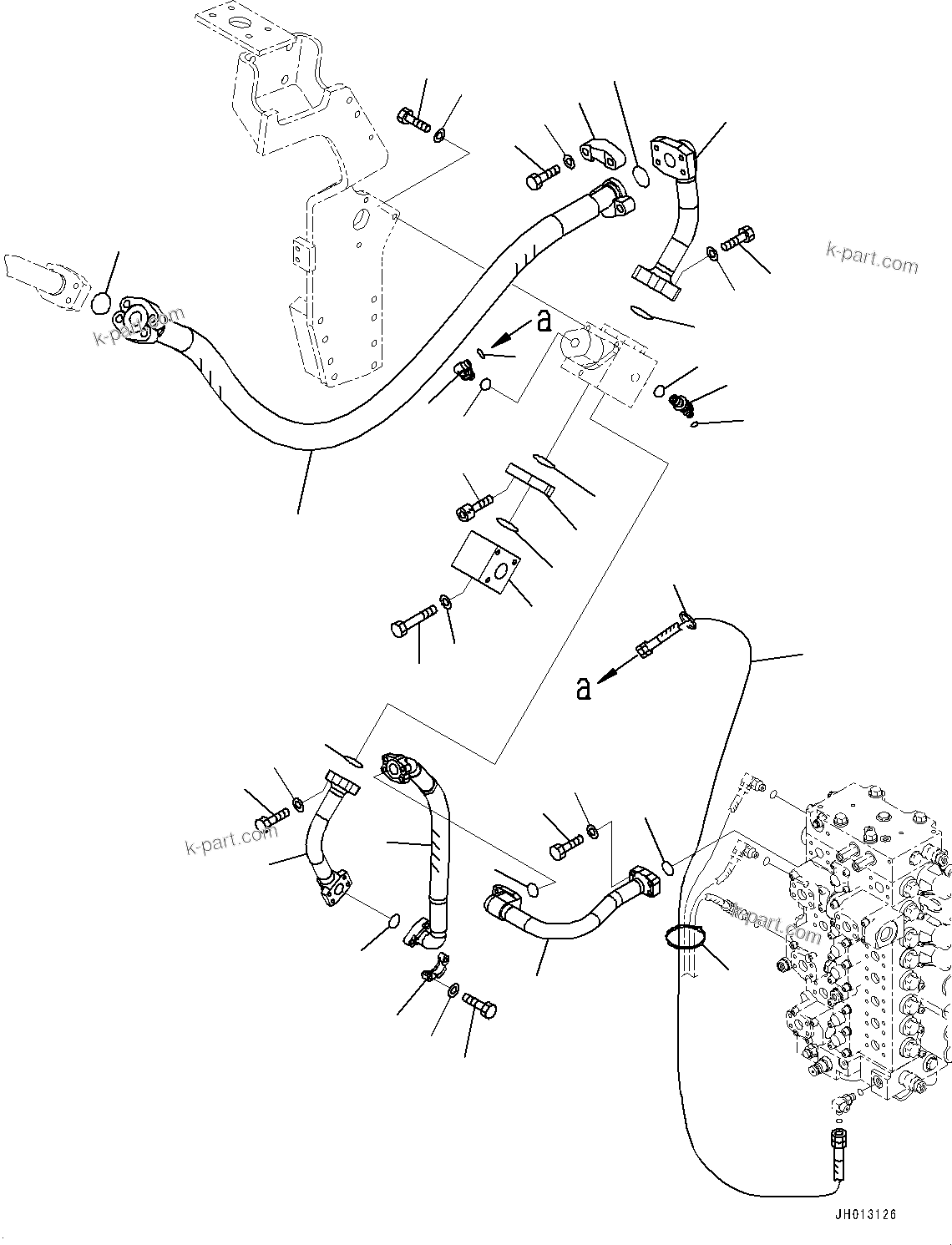 Komatsu parts book diagram for PC350LC-8M0 S/N 85001-UP: ACTUATOR PIPING, MAIN PIPING, R.H.(#80001-83226)