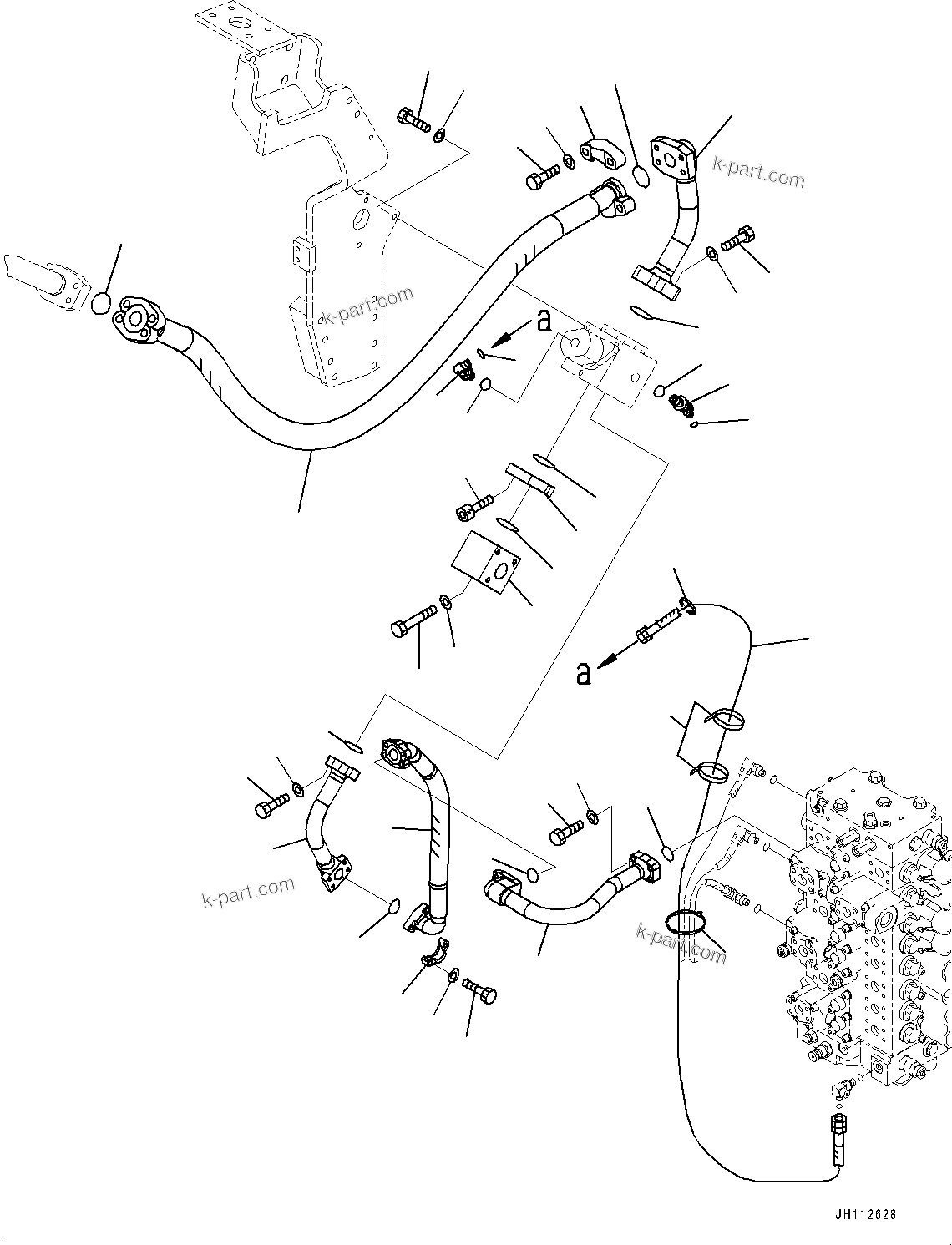 Komatsu parts book diagram for PC350LC-8M0 S/N 85001-UP: ACTUATOR PIPING, MAIN PIPING, R.H.(#83227-)