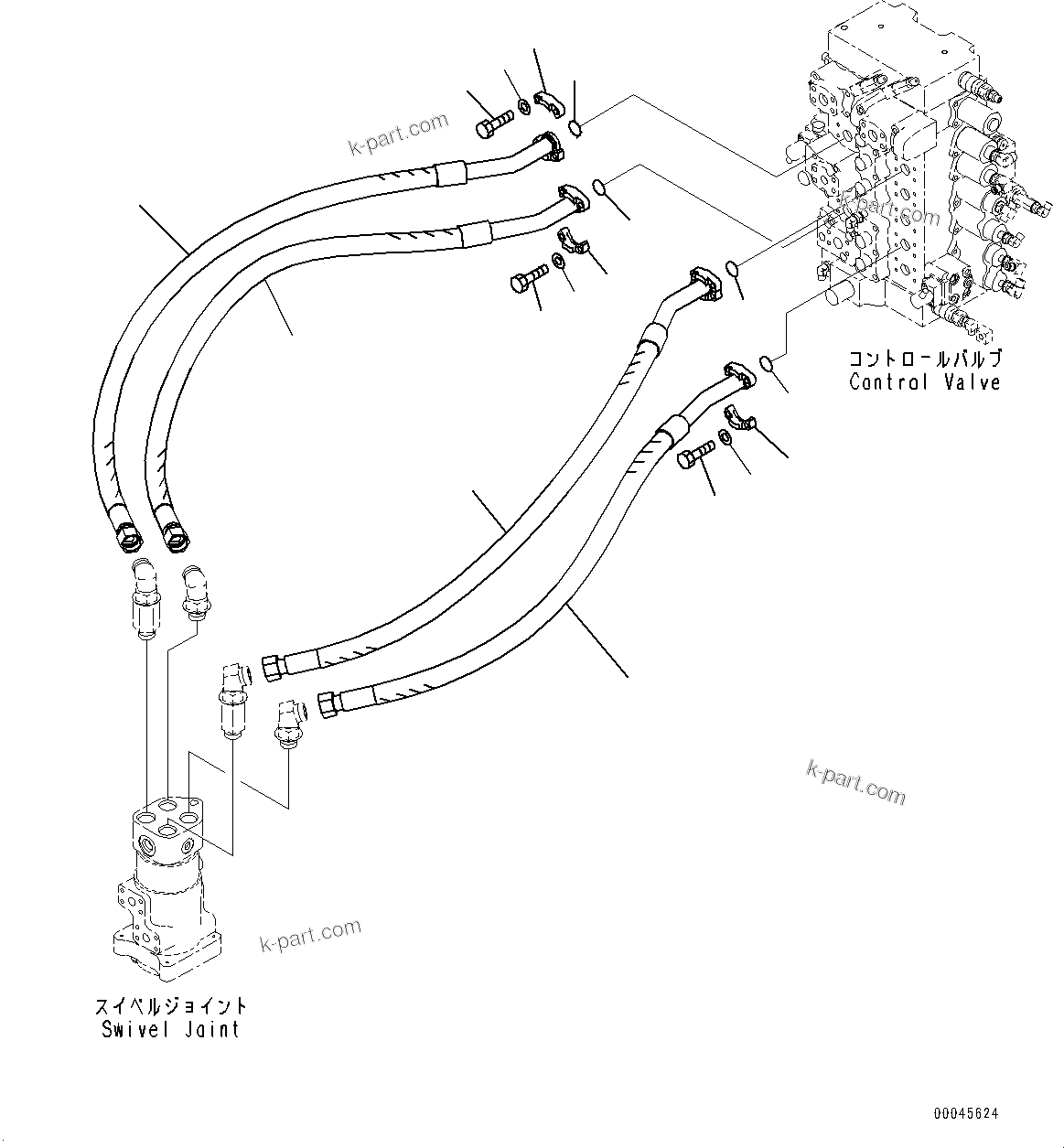 Komatsu parts book diagram for PC350LC-8M0 S/N 85001-UP: TRAVEL PIPING, (#80001-)