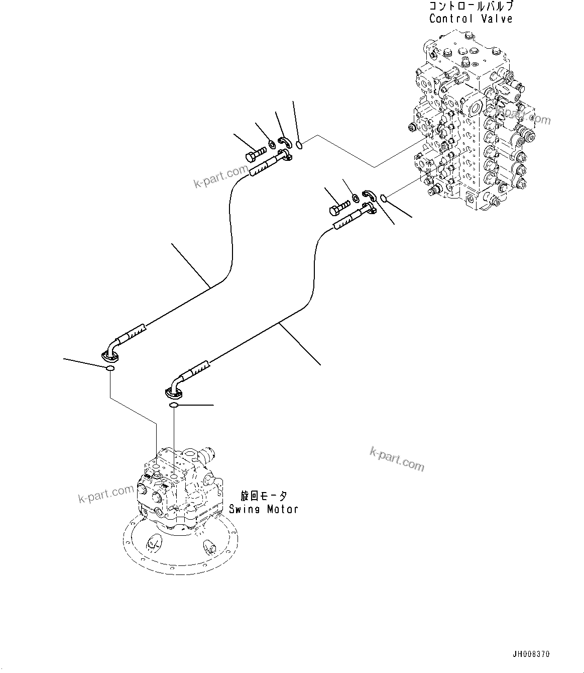 Komatsu parts book diagram for PC350LC-8M0 S/N 85001-UP: SWING PIPING, (#80001-)