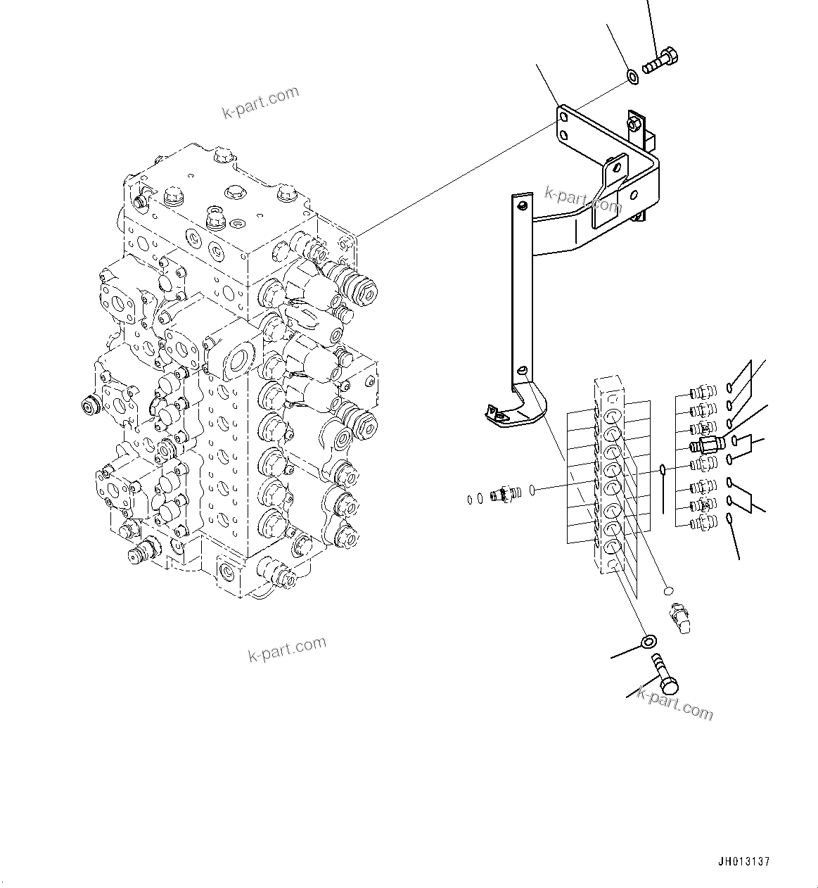 Komatsu parts book diagram for PC350LC-8M0 S/N 85001-UP: PRESSURE SWITCH BLOCK, BRACKET(#80001-81051)