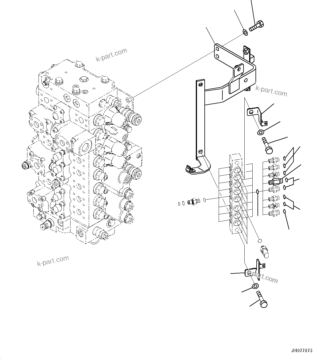 Komatsu parts book diagram for PC350LC-8M0 S/N 85001-UP: PRESSURE SWITCH BLOCK, BRACKET(#81052-)