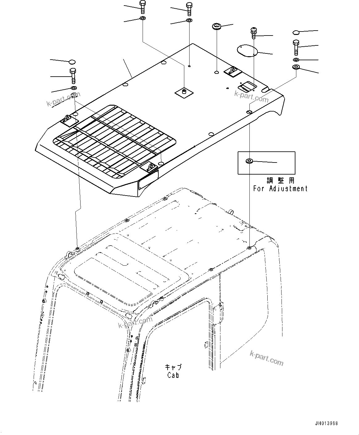 Komatsu parts book diagram for PC350LC-8M0 S/N 85001-UP: TOP GUARD, (#80221-)