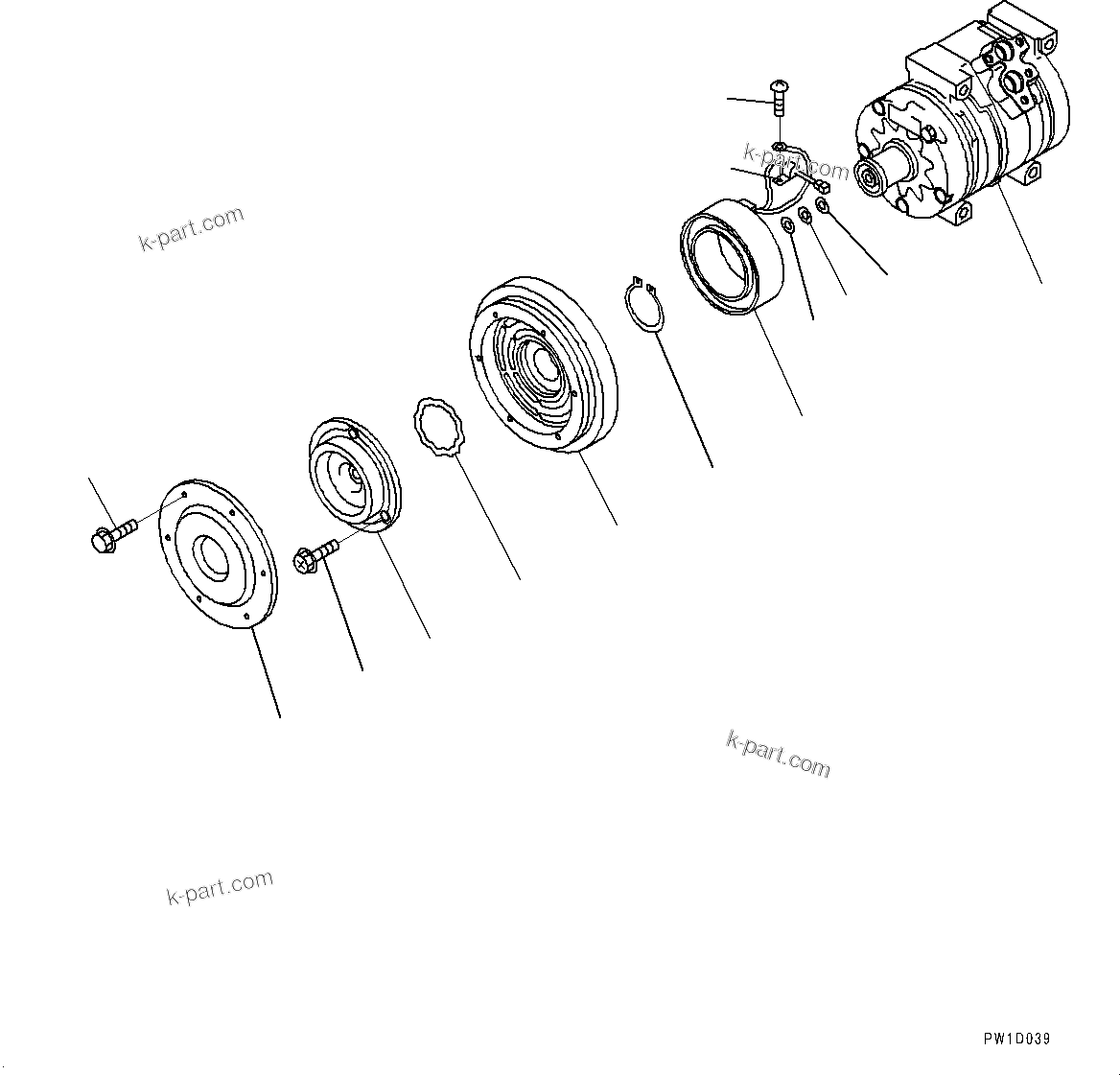 Komatsu parts book diagram for PC350LC-8M0 S/N 85001-UP: AIR CONDITIONER UNIT, COMPRESSOR(#80001-)